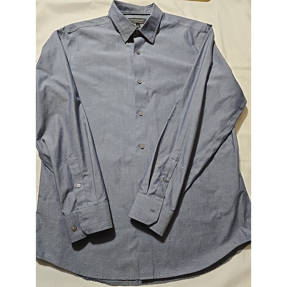 Banana‎ Republic Mens Large Blue Diamond Button Down Long Sleeve Shirt